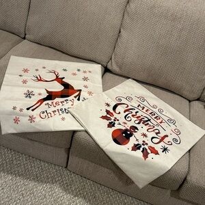 Merry Christmas pillowcases x2 22x22” new